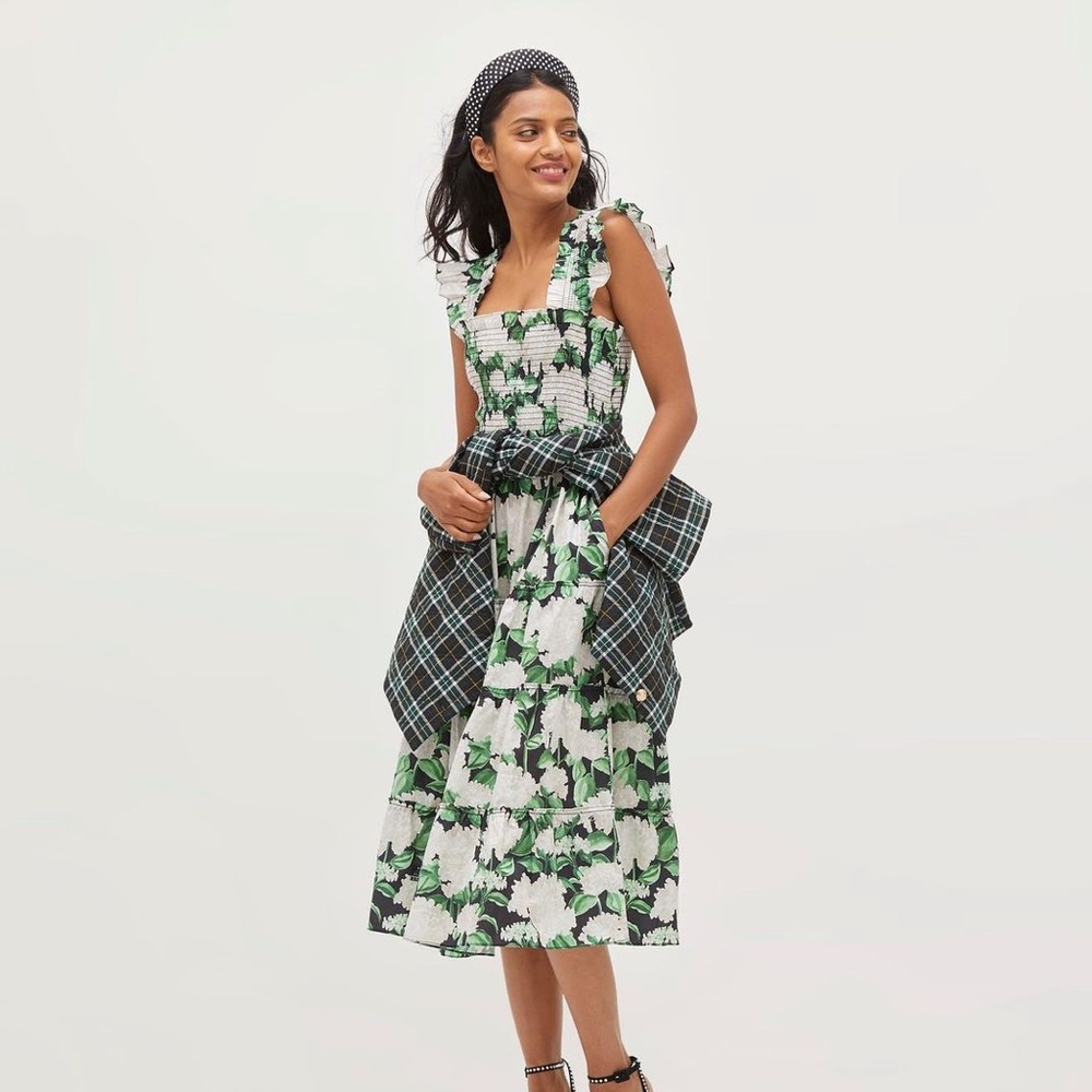 Hill House Floral Black, Green and White Ellie Nap Dress